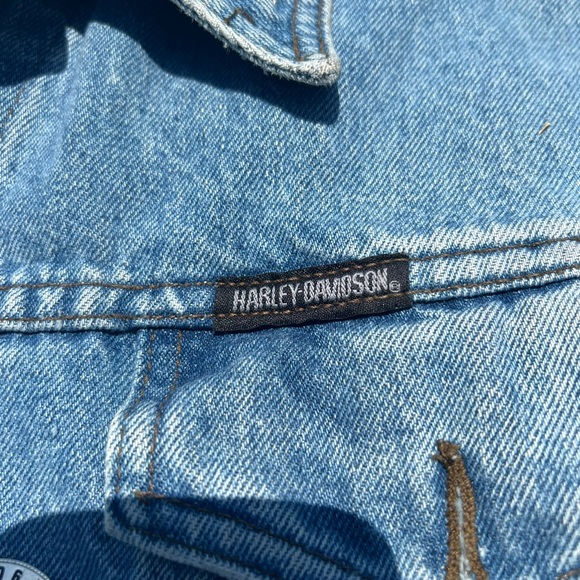 Vintage Harley Davidson Blue Jean Denim Biker Large Back Patch Vest Mens 2XL - Picture 5 of 6